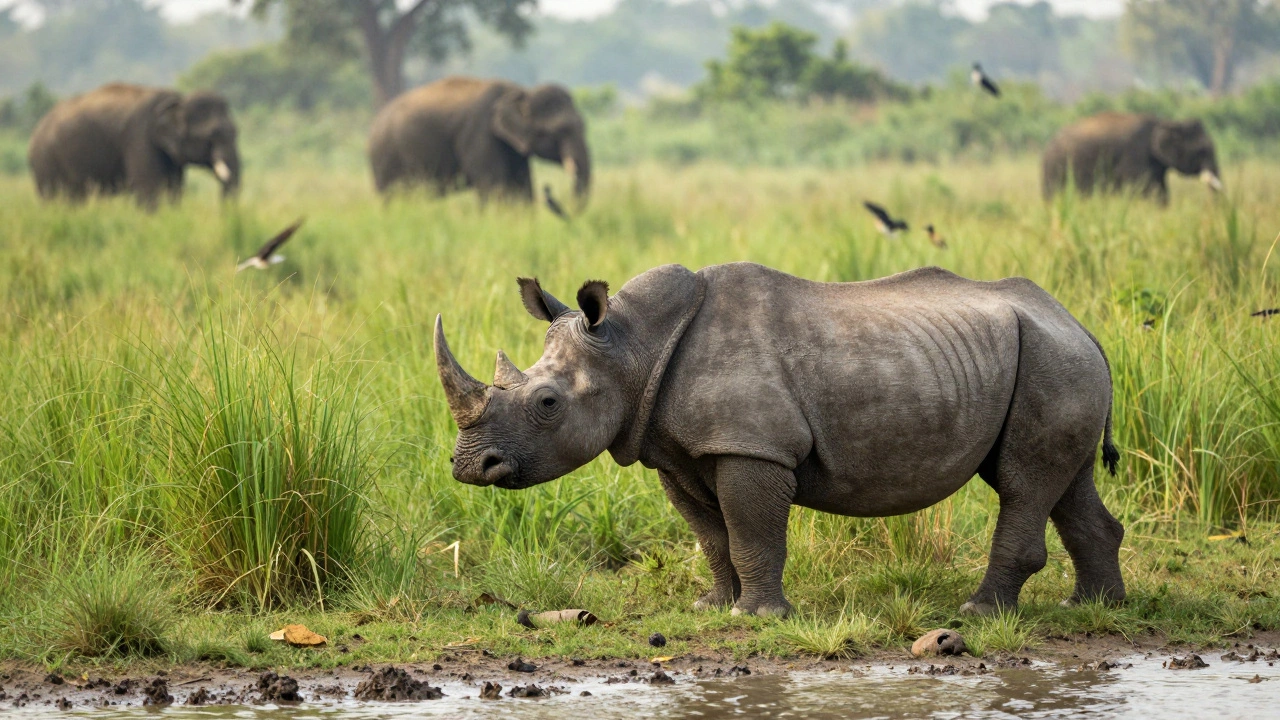 One-horned rhino in Kaziranga National Park
