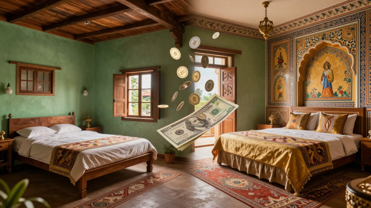 Comparison of budget homestay and luxury hotel rooms in India