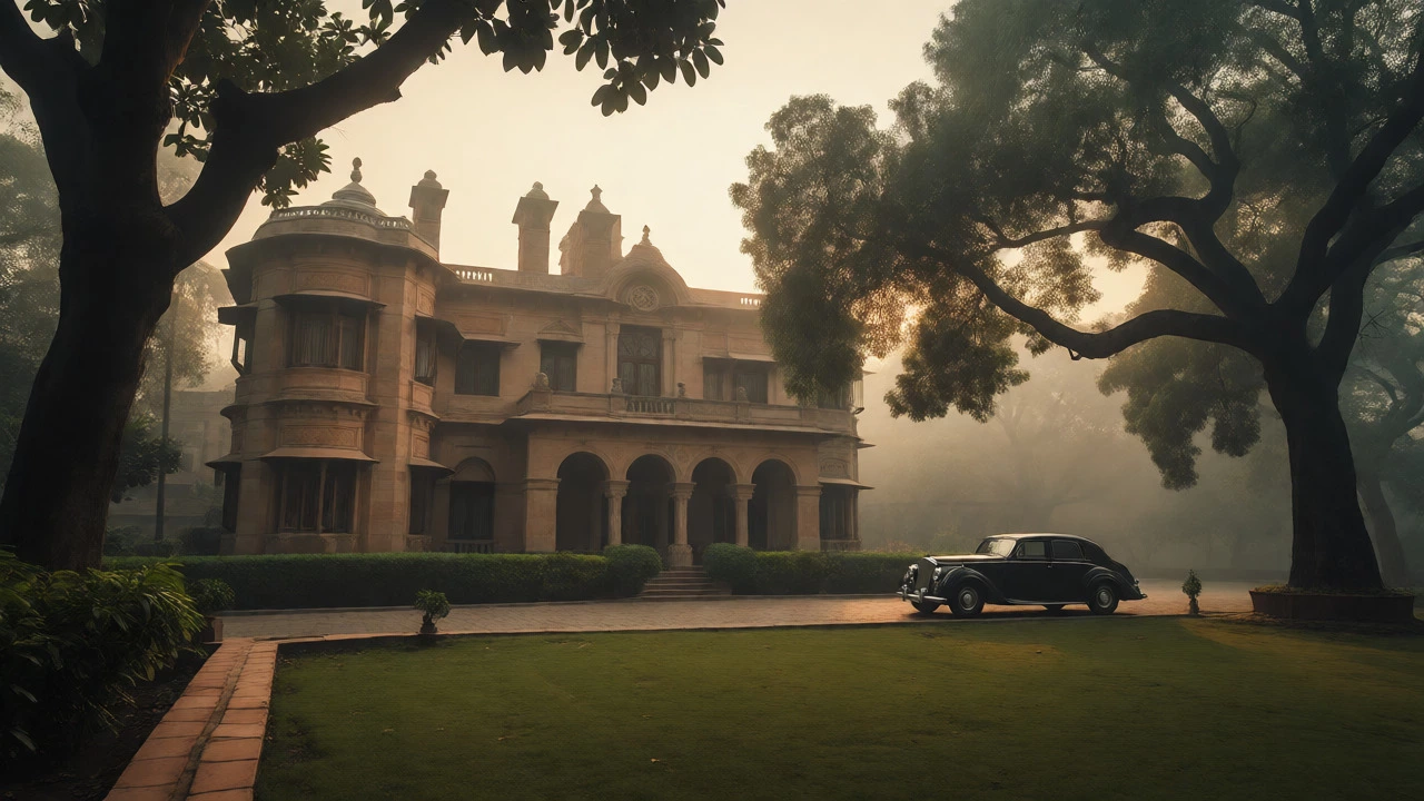 Grand colonial bungalow in Delhi's Lutyens zone shrouded in morning mist