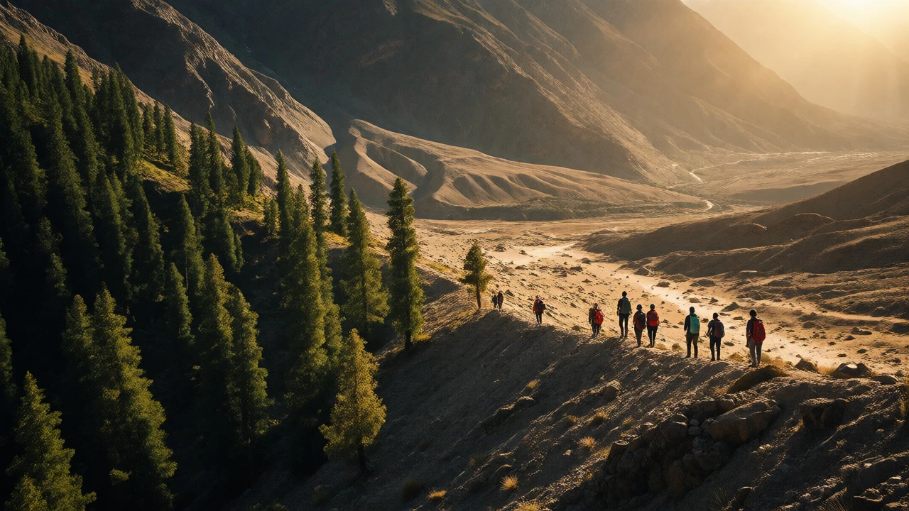 Trekkers at Hampta Pass seeing transition from green forests to arid desert